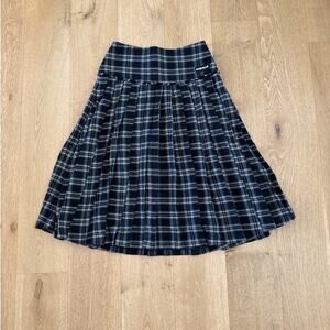 Minga London - Tartan Midi Skirt in Black Gray & White